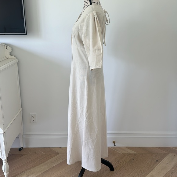 Commense Cotton and Linen Button Front Knotted Long Dress - Picture 5 of 13